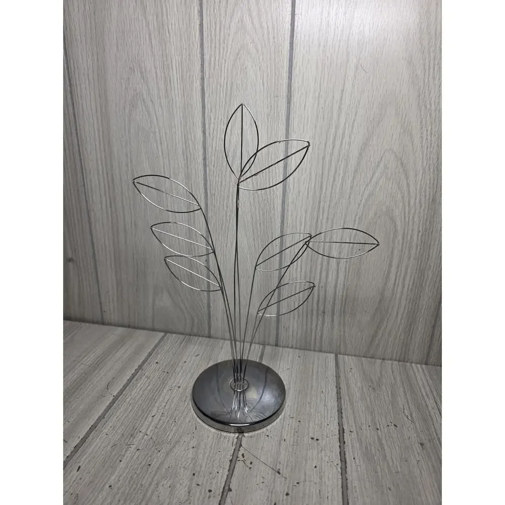 Vtg Umbra Metal 8 Photo Business Card Holder Money Tree Silver Tone Desk Decor